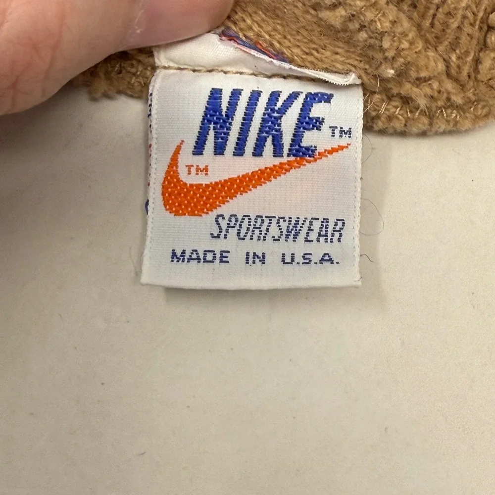 Vintage 80's Nike Sportswear Beanie Brown‎ Tan Orange Knit Hat Made in USA